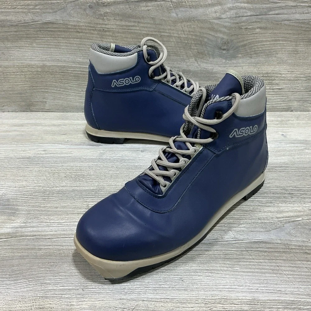 ASOLO Mens Back Country Ski Boots NNN 620 Blue Size 11 Made In Italy RARE VTG